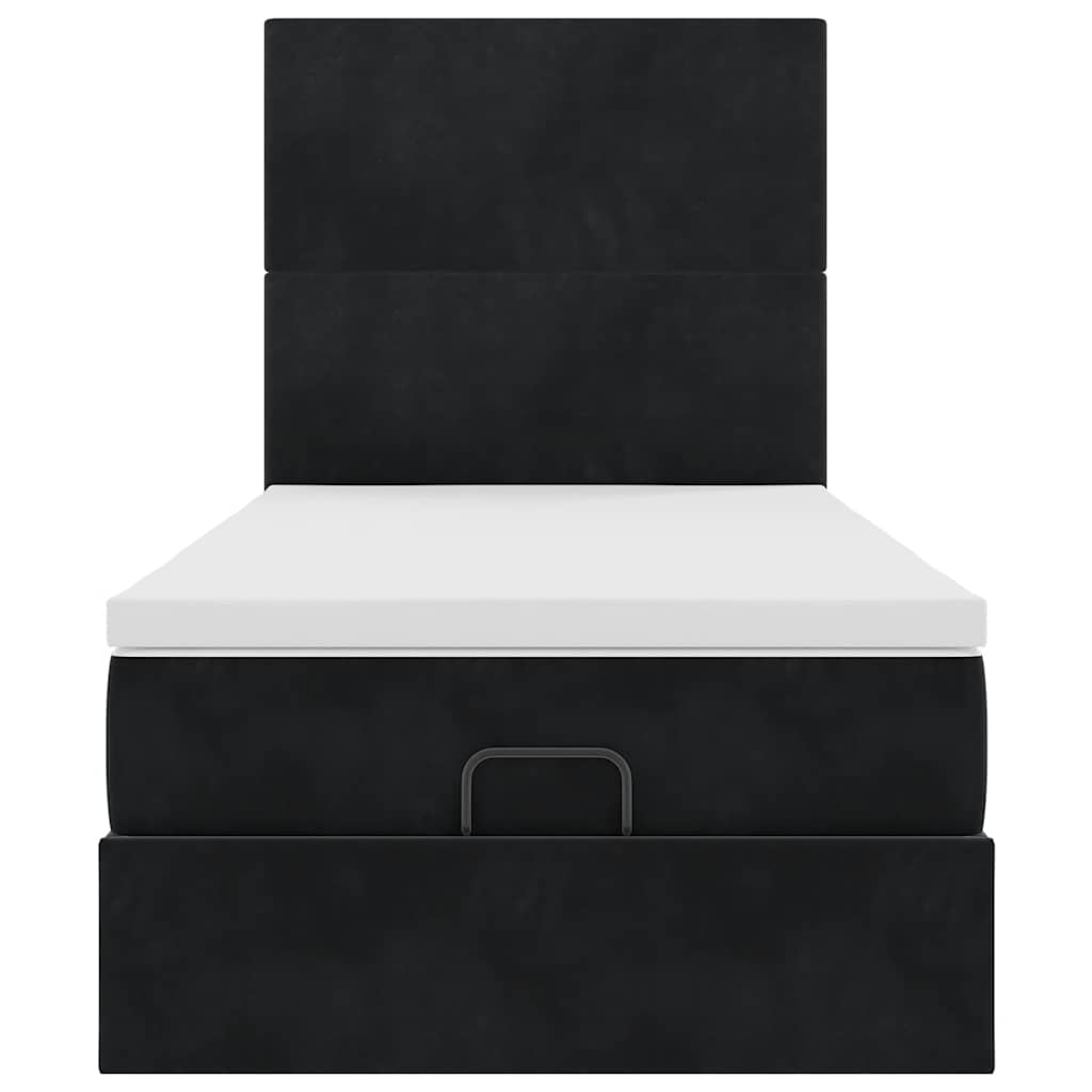 Cadre de lit ottoman avec matelas noir 100x200cm velours - XIOS