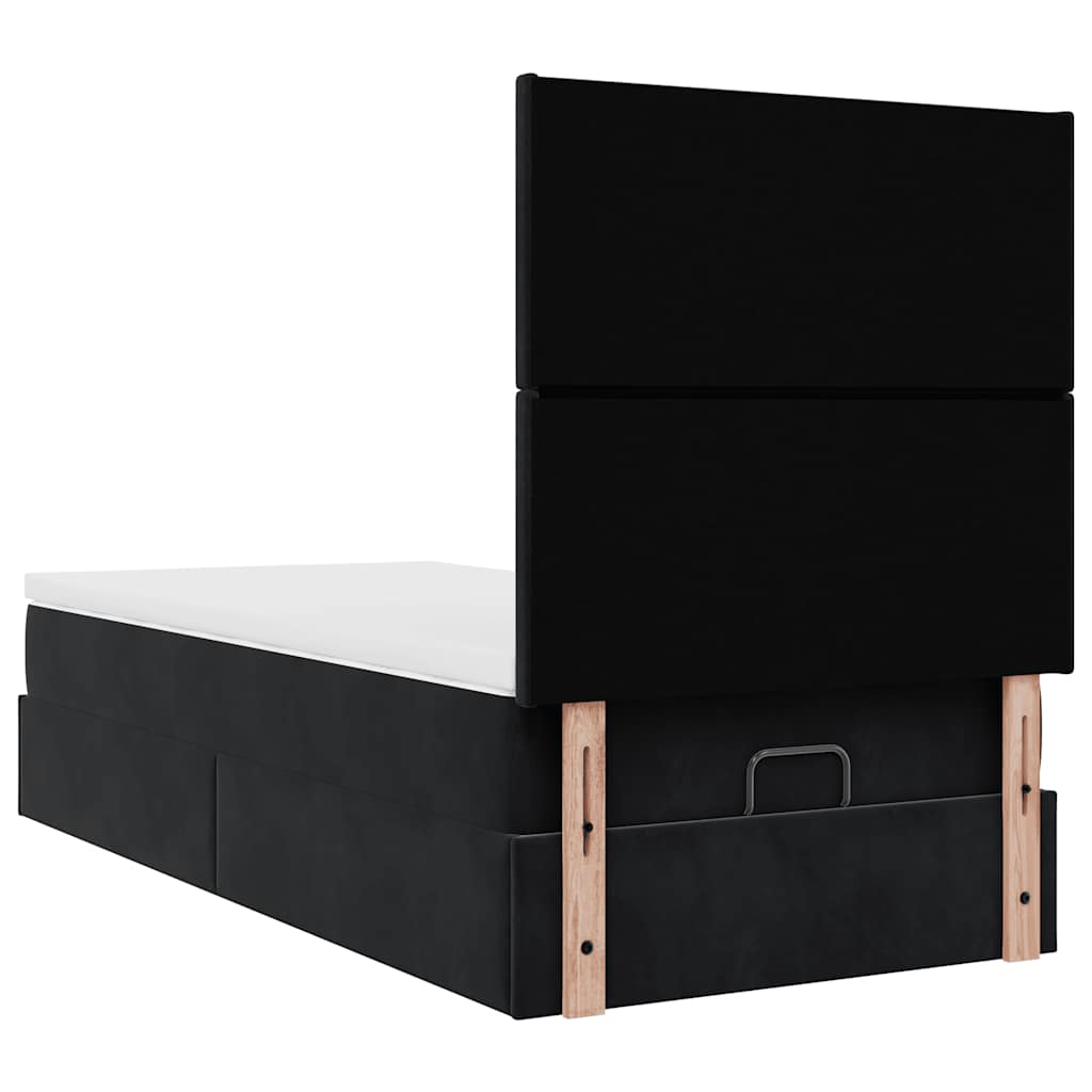 Cadre de lit ottoman avec matelas noir 100x200cm velours - XIOS