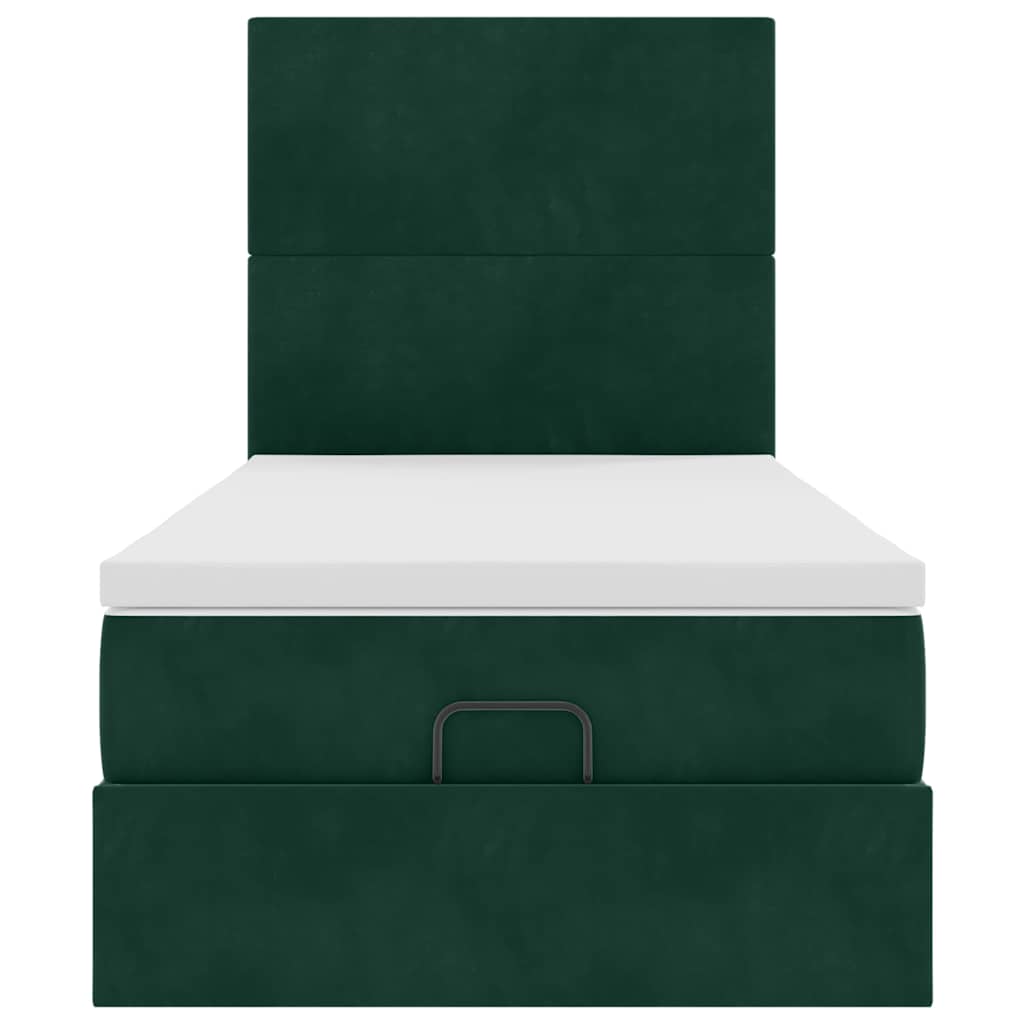 Cadre de lit ottoman avec matelas vert foncé 100x200 cm velours - XIOS