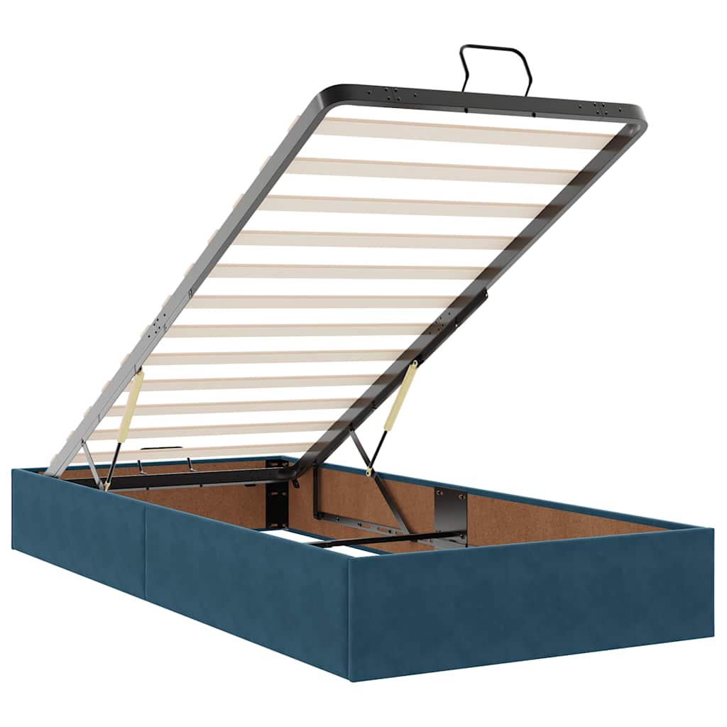 Cadre de lit ottoman avec matelas bleu foncé 100x200 cm velours - XIOS