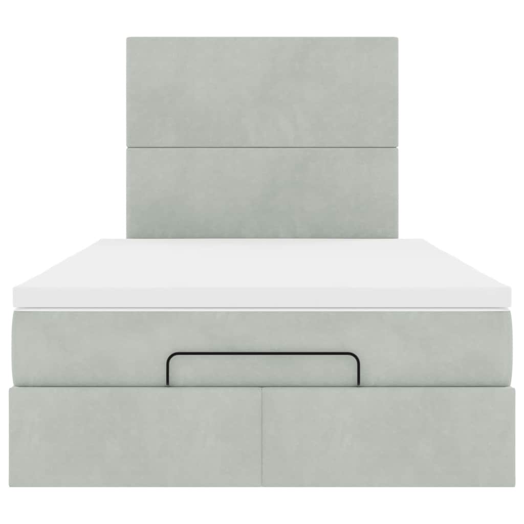 Cadre de lit ottoman avec matelas gris clair 120x190 cm velours