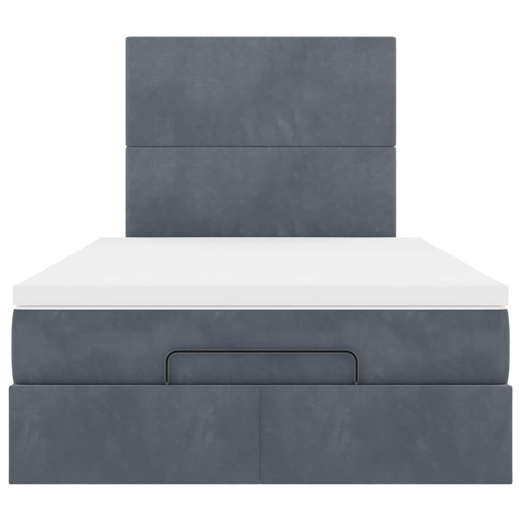 Cadre de lit ottoman avec matelas gris foncé 120x190 cm velours - XIOS