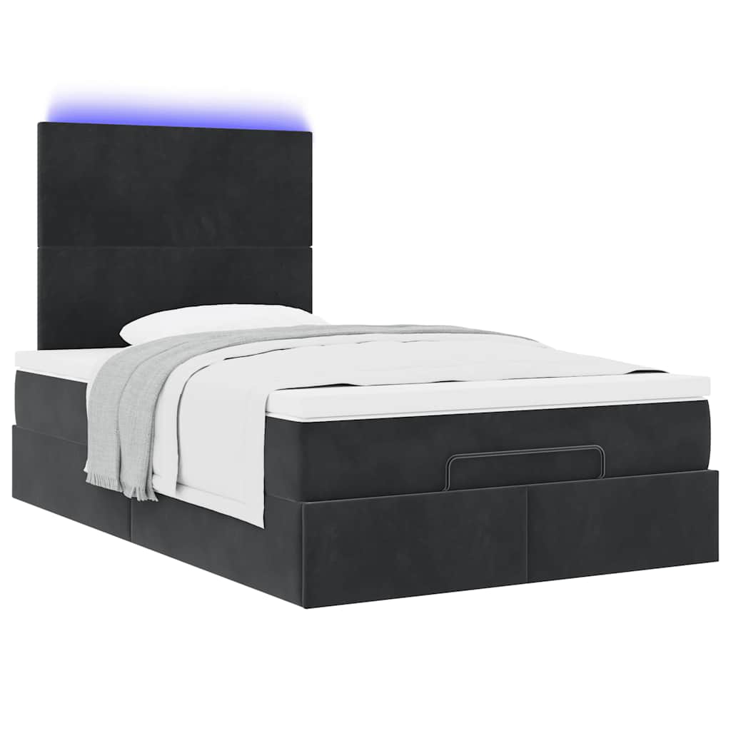 Cadre de lit ottoman avec matelas noir 120x190 cm velours - XIOS