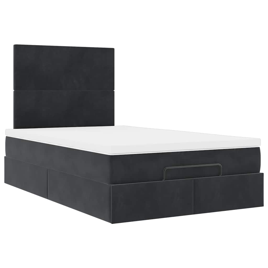 Cadre de lit ottoman avec matelas noir 120x190 cm velours - XIOS