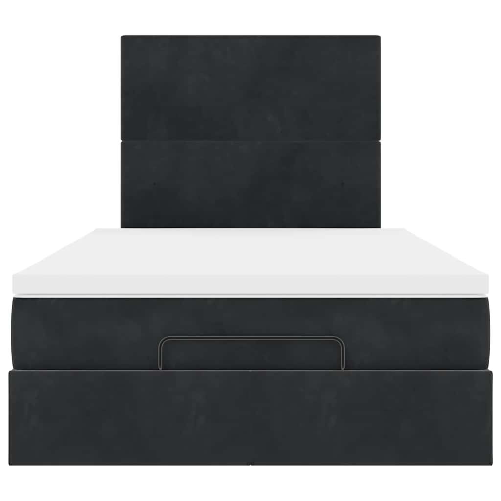 Cadre de lit ottoman avec matelas noir 120x190 cm velours - XIOS