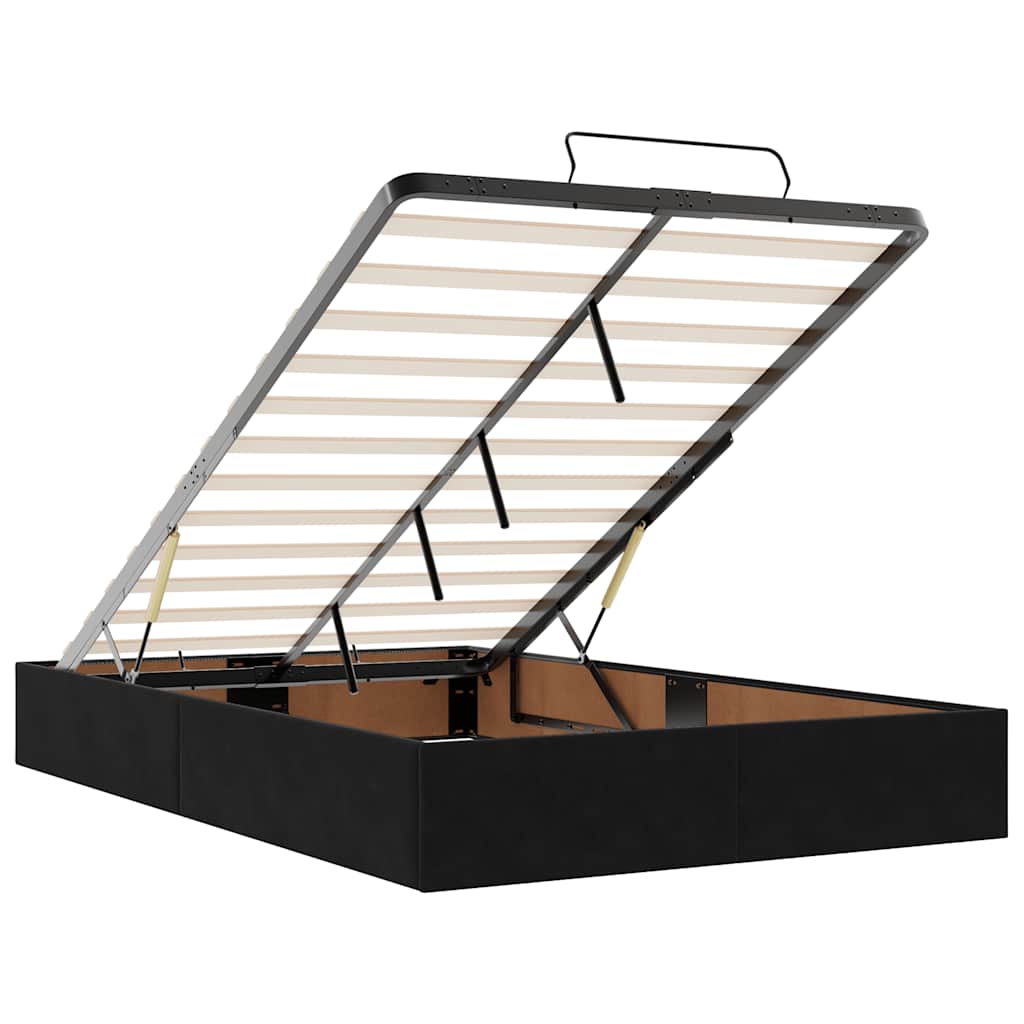 Cadre de lit ottoman avec matelas noir 120x190 cm velours - XIOS