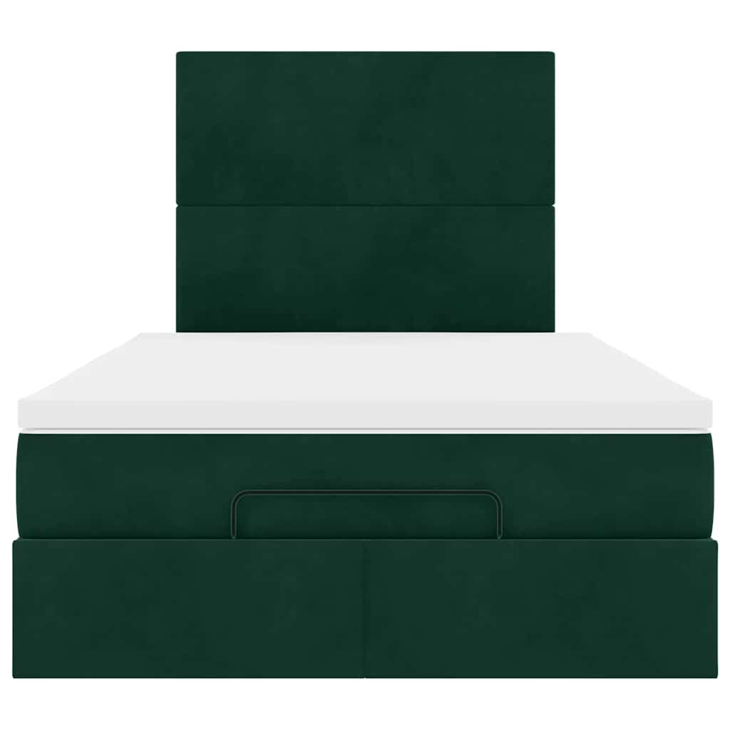 Cadre de lit ottoman avec matelas vert foncé 120x190 cm velours
