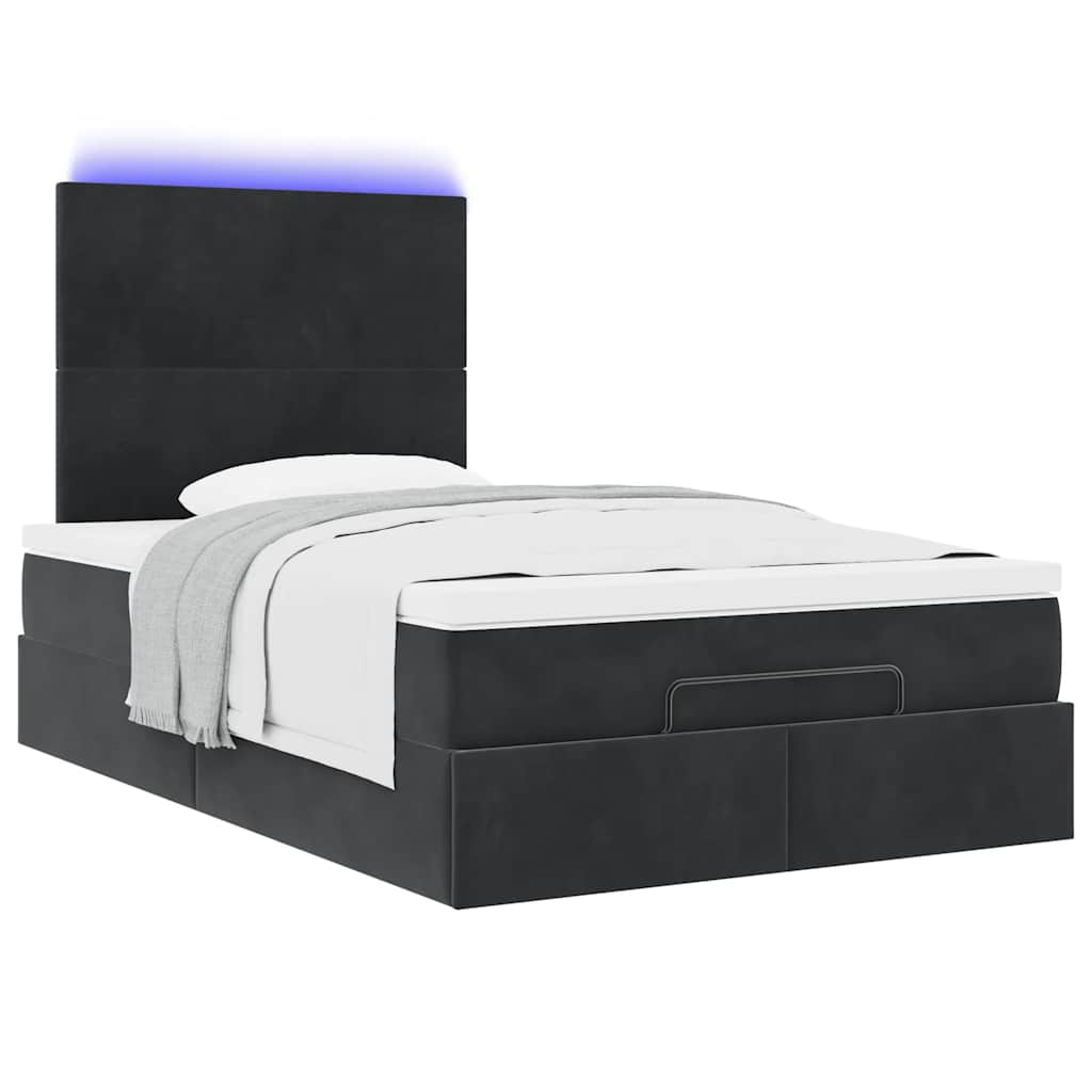 Cadre de lit ottoman avec matelas noir 120x200 cm velours - XIOS
