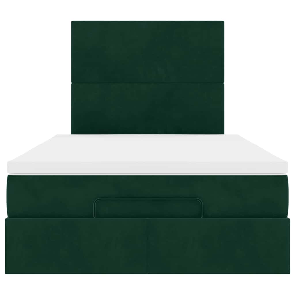 Cadre de lit ottoman avec matelas vert foncé 120x200 cm velours - XIOS