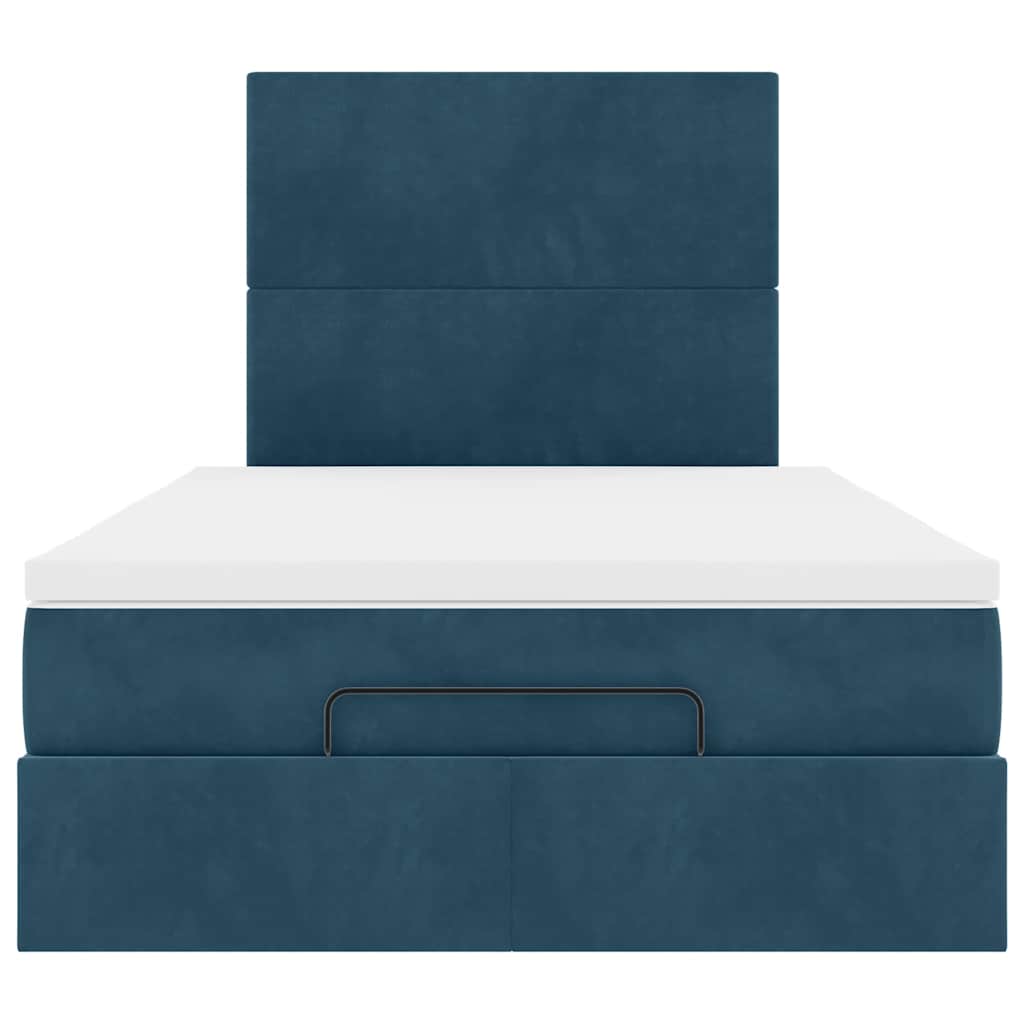 Cadre de lit ottoman avec matelas bleu foncé 120x200 cm velours - XIOS