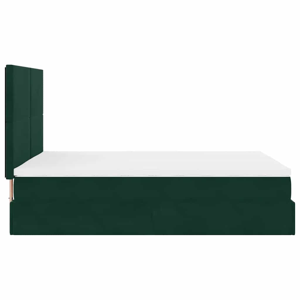 Cadre de lit ottoman avec matelas vert foncé 140x190 cm velours - XIOS