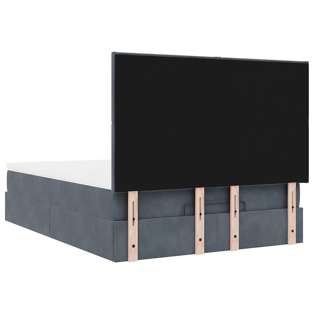 Cadre de lit ottoman avec matelas gris foncé 140x200 cm velours - XIOS