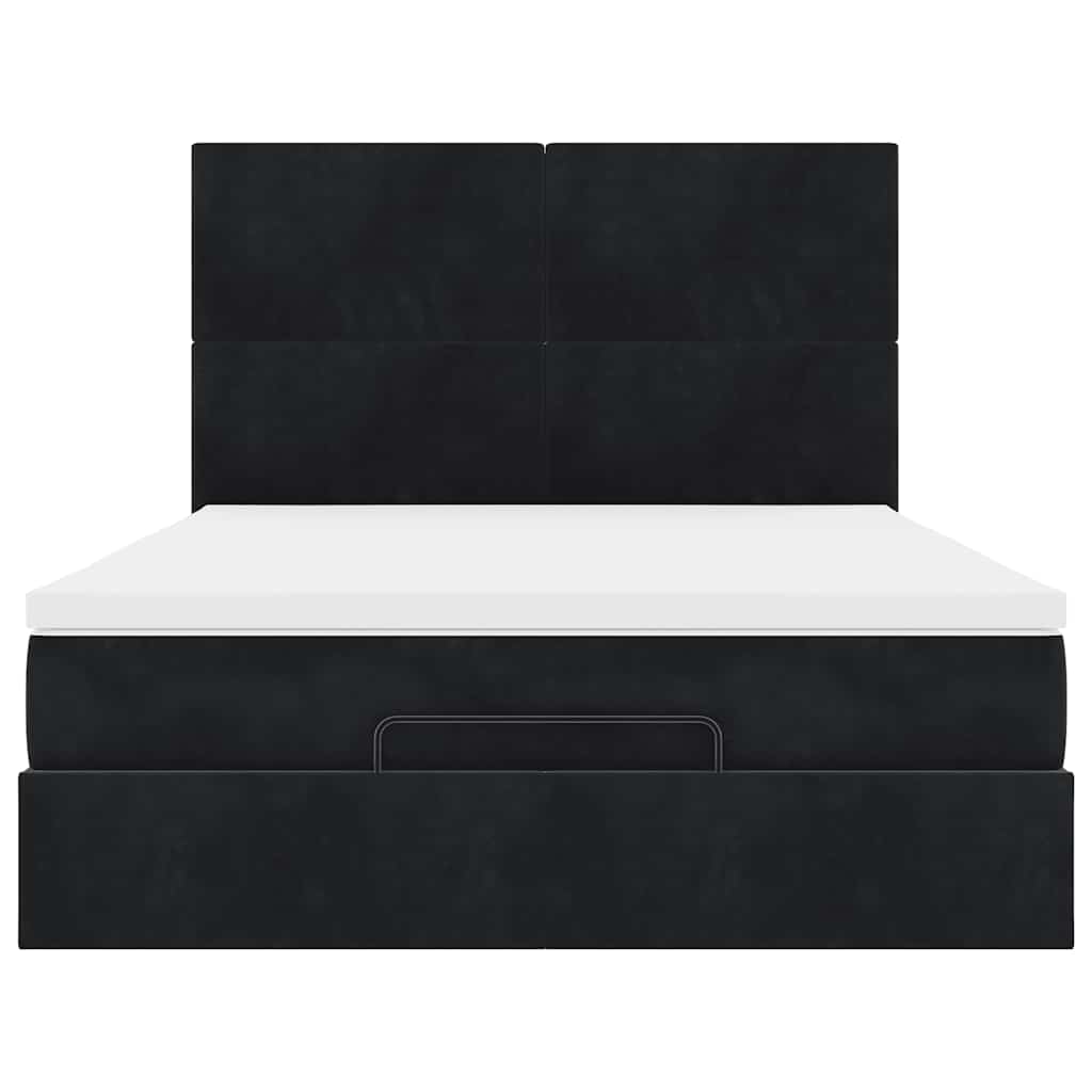 Cadre de lit ottoman avec matelas noir 140x200 cm velours - XIOS