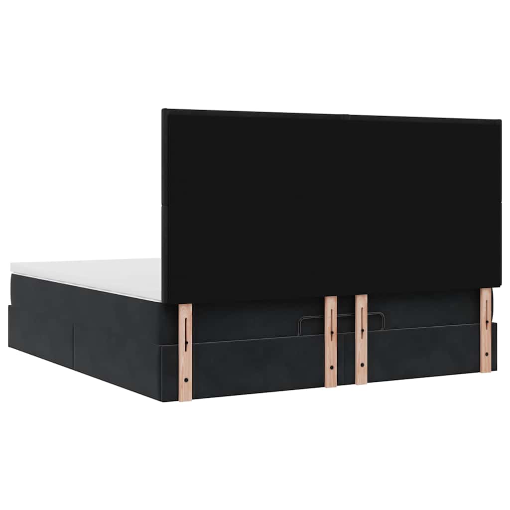 Cadre de lit ottoman avec matelas noir 160x200 cm velours - XIOS