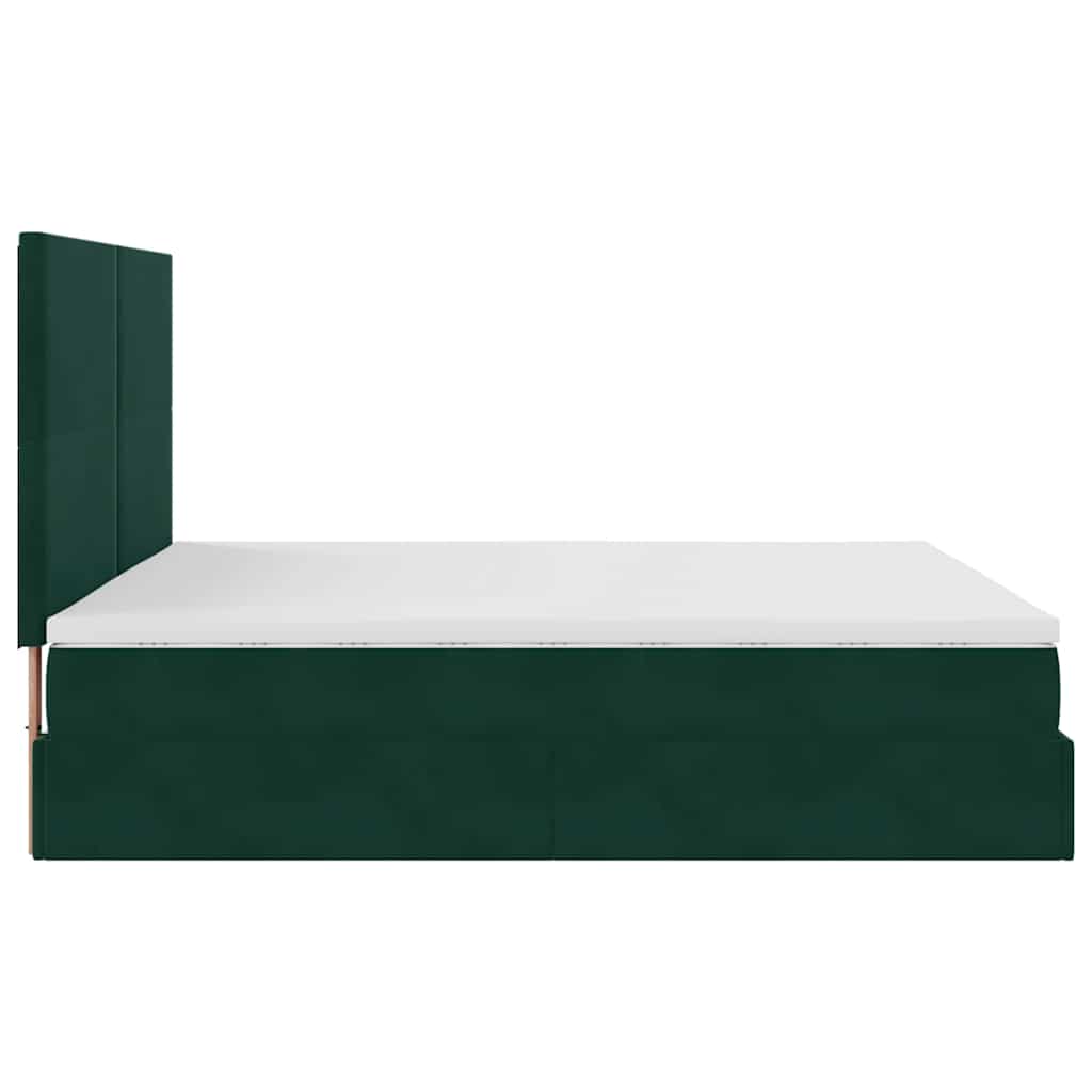 Cadre de lit ottoman avec matelas vert foncé 160x200 cm velours - XIOS
