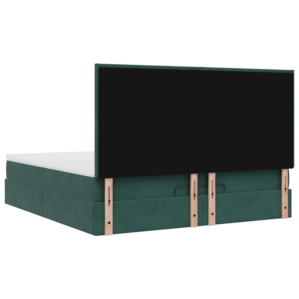 Cadre de lit ottoman avec matelas vert foncé 160x200 cm velours - XIOS
