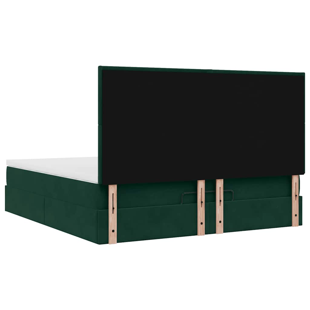 Cadre de lit ottoman avec matelas vert foncé 160x200 cm velours - XIOS
