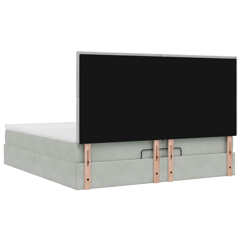 Cadre de lit ottoman avec matelas gris clair 200x200 cm velours - XIOS