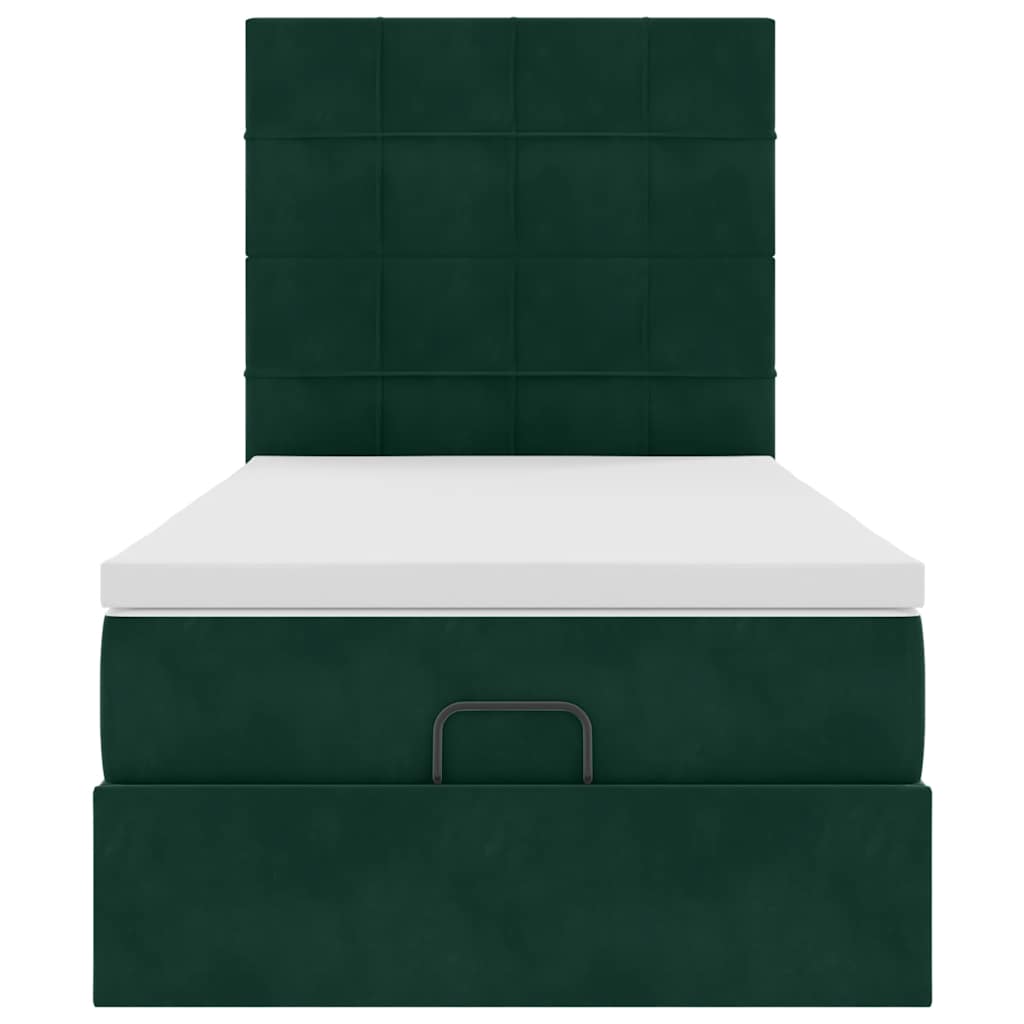 Cadre de lit ottoman avec matelas vert foncé 80x200 cm velours - XIOS