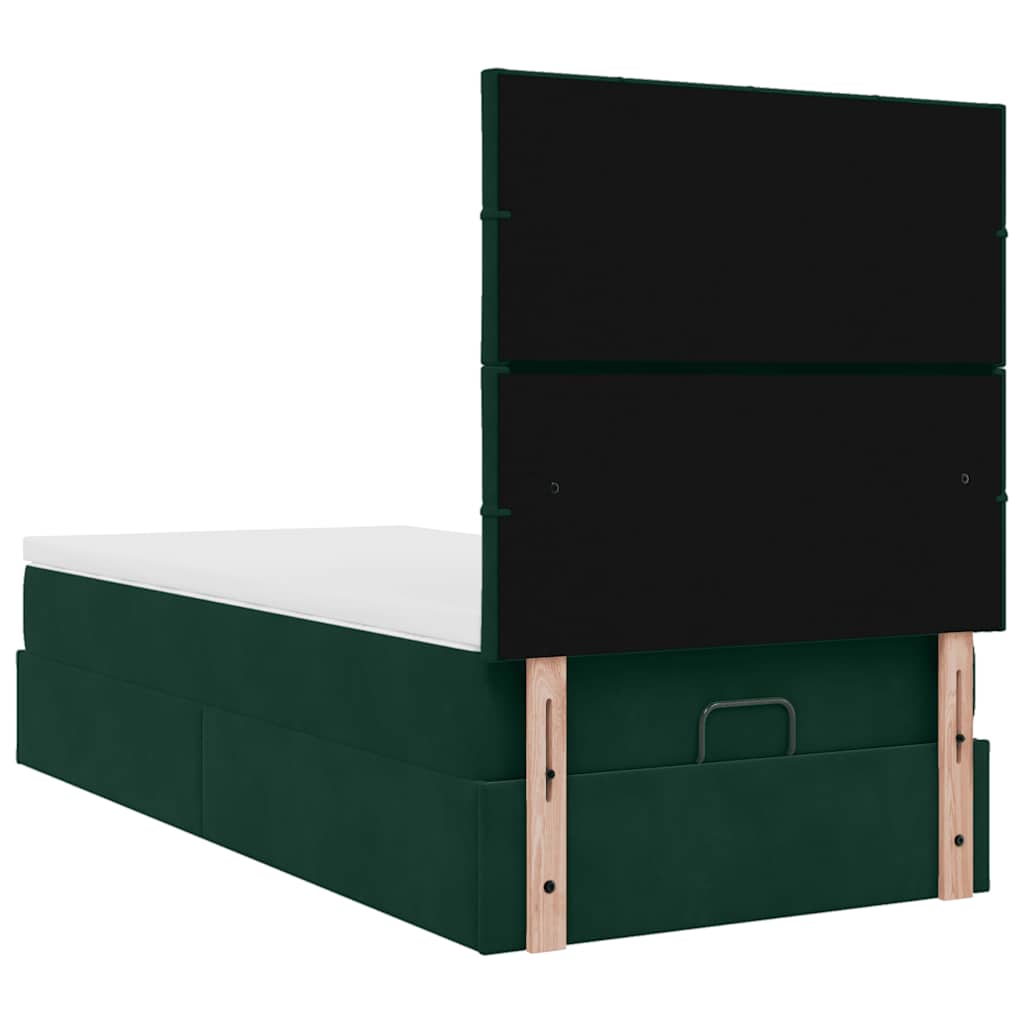 Cadre de lit ottoman avec matelas vert foncé 80x200 cm velours - XIOS