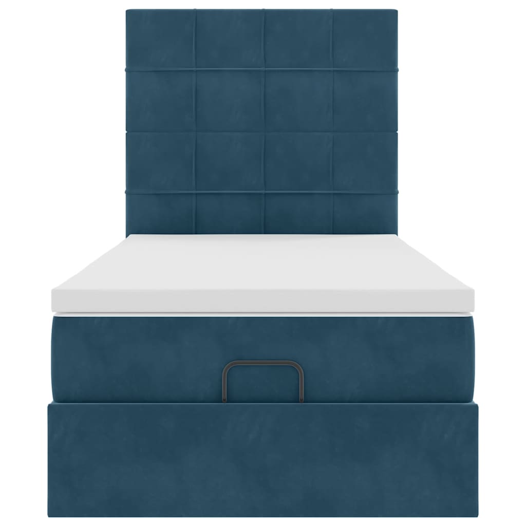 Cadre de lit ottoman avec matelas bleu foncé 80x200 cm velours - XIOS