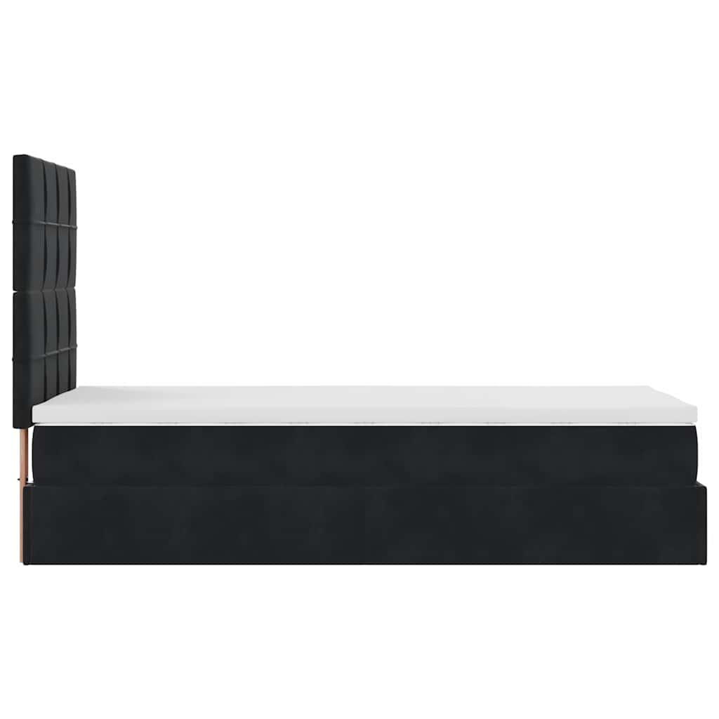 Cadre de lit ottoman avec matelas noir 90x190 cm velours - XIOS