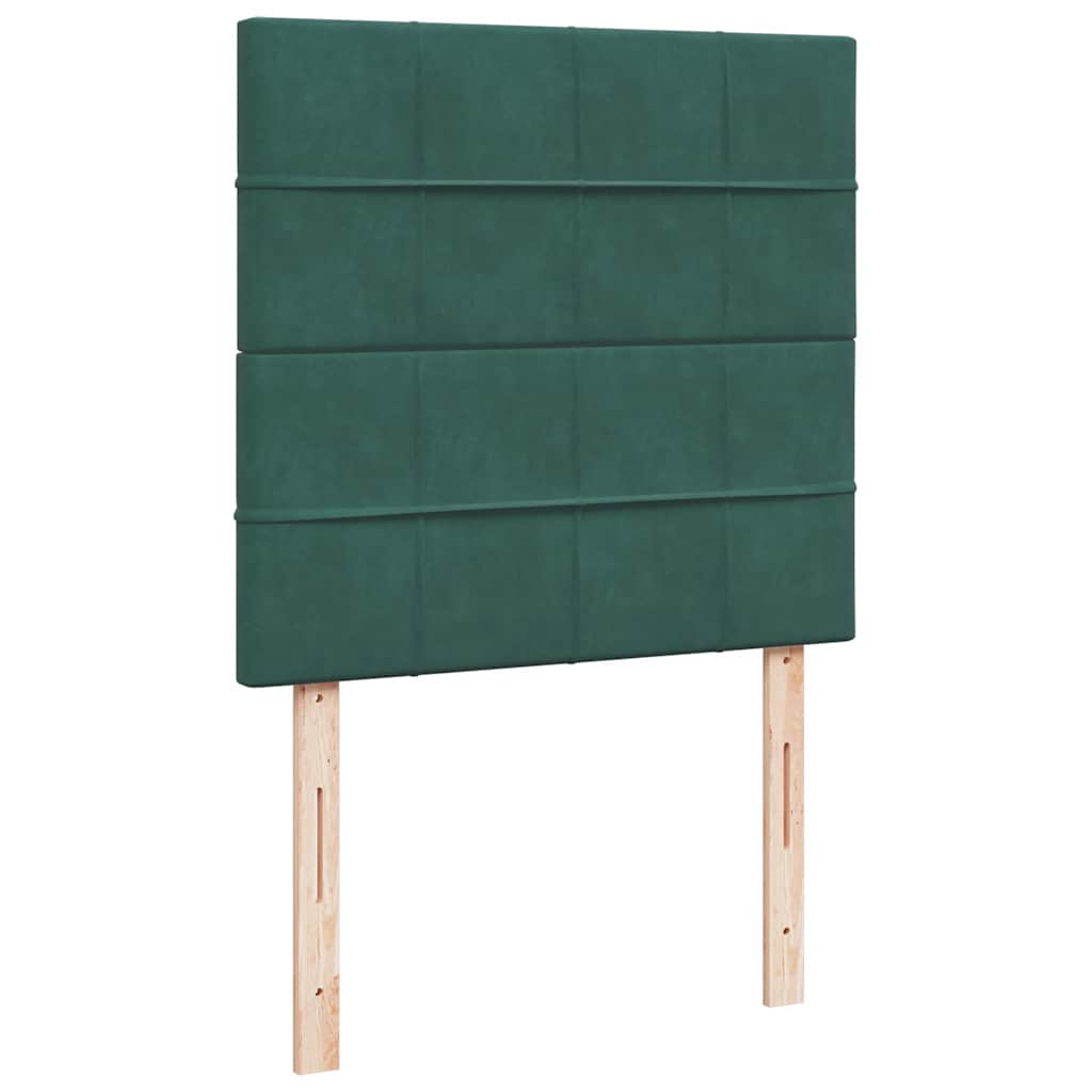 Cadre de lit ottoman avec matelas vert foncé 90x200 cm velours