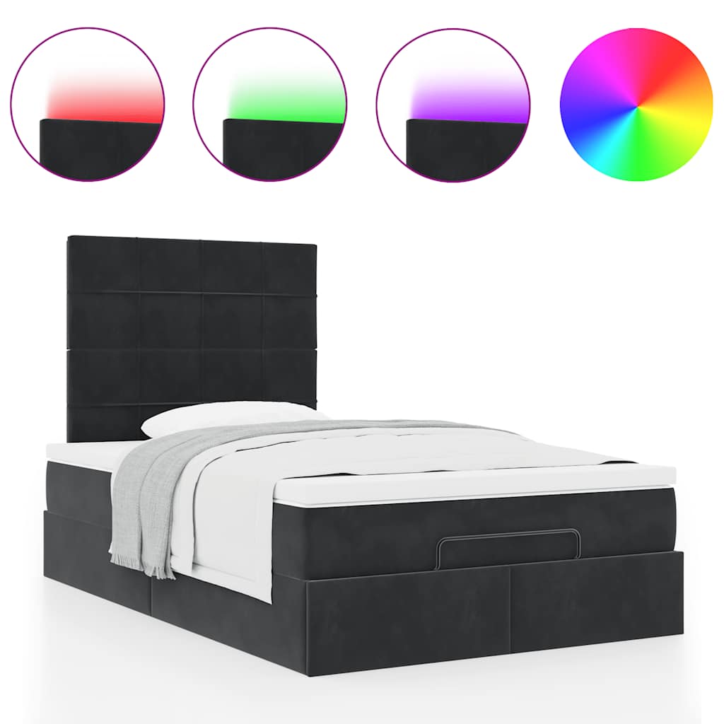 Cadre de lit ottoman avec matelas noir 120x190 cm velours - XIOS