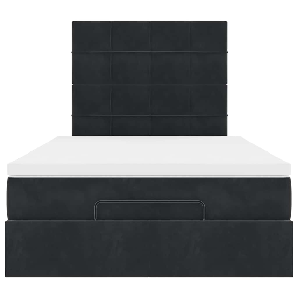 Cadre de lit ottoman avec matelas noir 120x190 cm velours - XIOS
