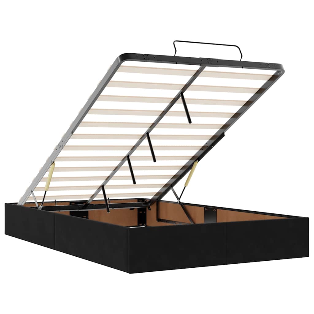 Cadre de lit ottoman avec matelas noir 120x190 cm velours - XIOS