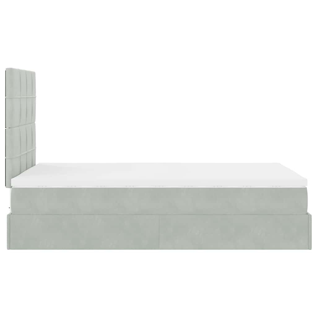 Cadre de lit ottoman et matelas gris clair 120x200 cm velours
