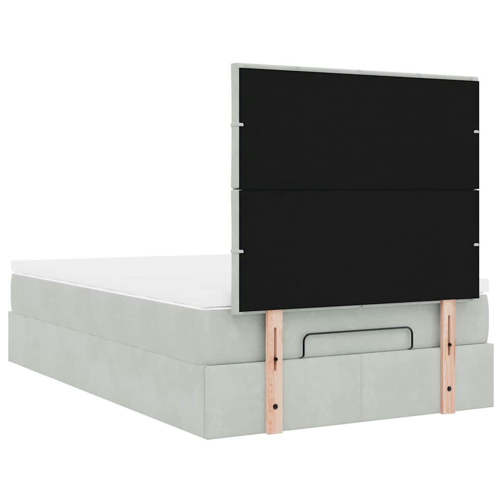 Cadre de lit ottoman et matelas gris clair 120x200 cm velours - XIOS