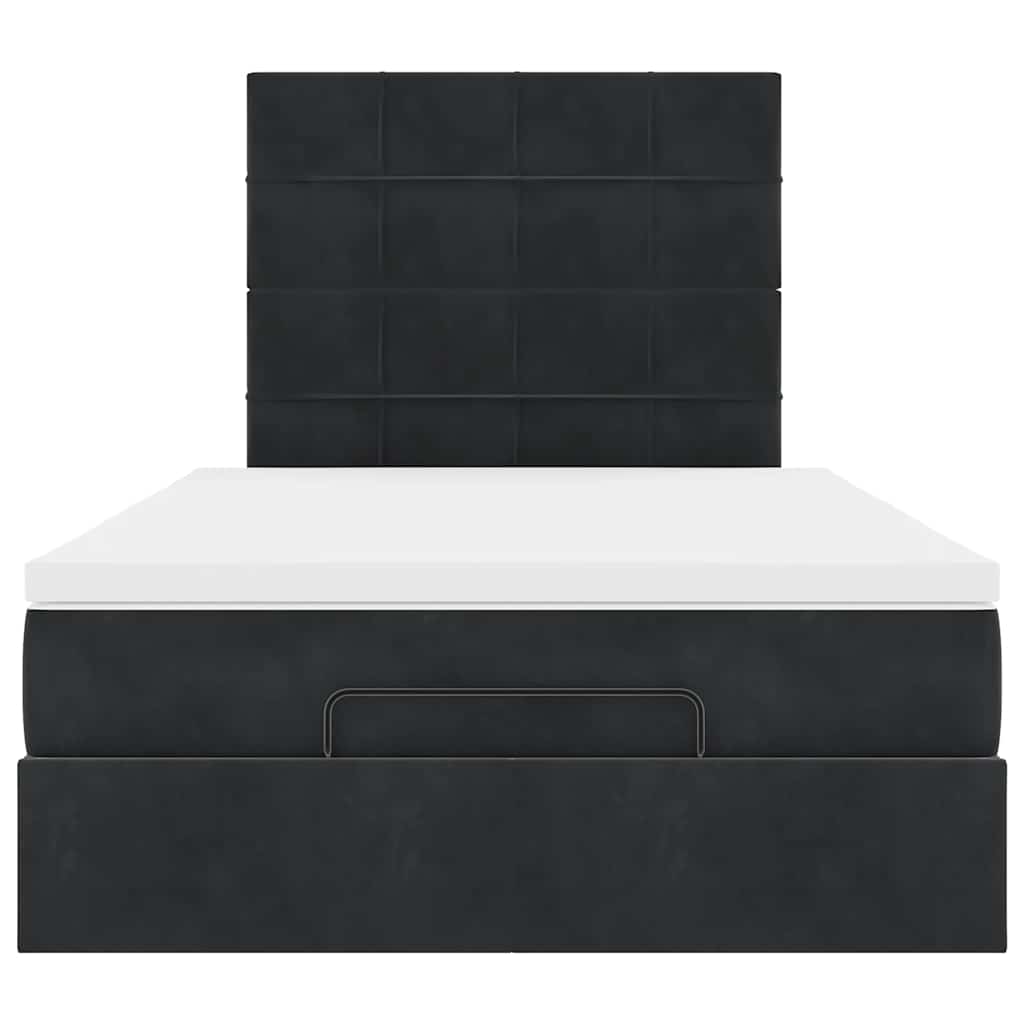 Cadre de lit ottoman avec matelas noir 120x200 cm velours - XIOS