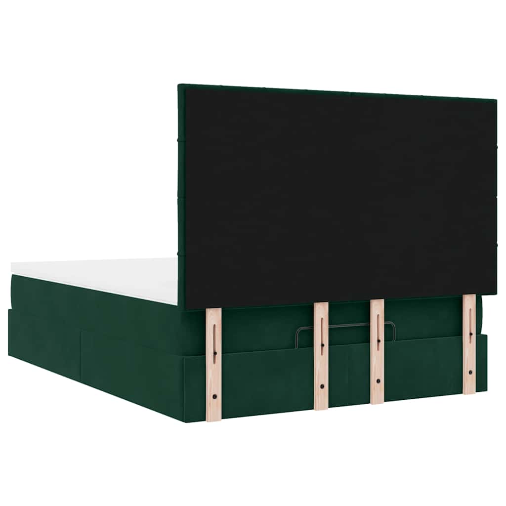 Cadre de lit ottoman avec matelas vert foncé 140x190 cm velours - XIOS