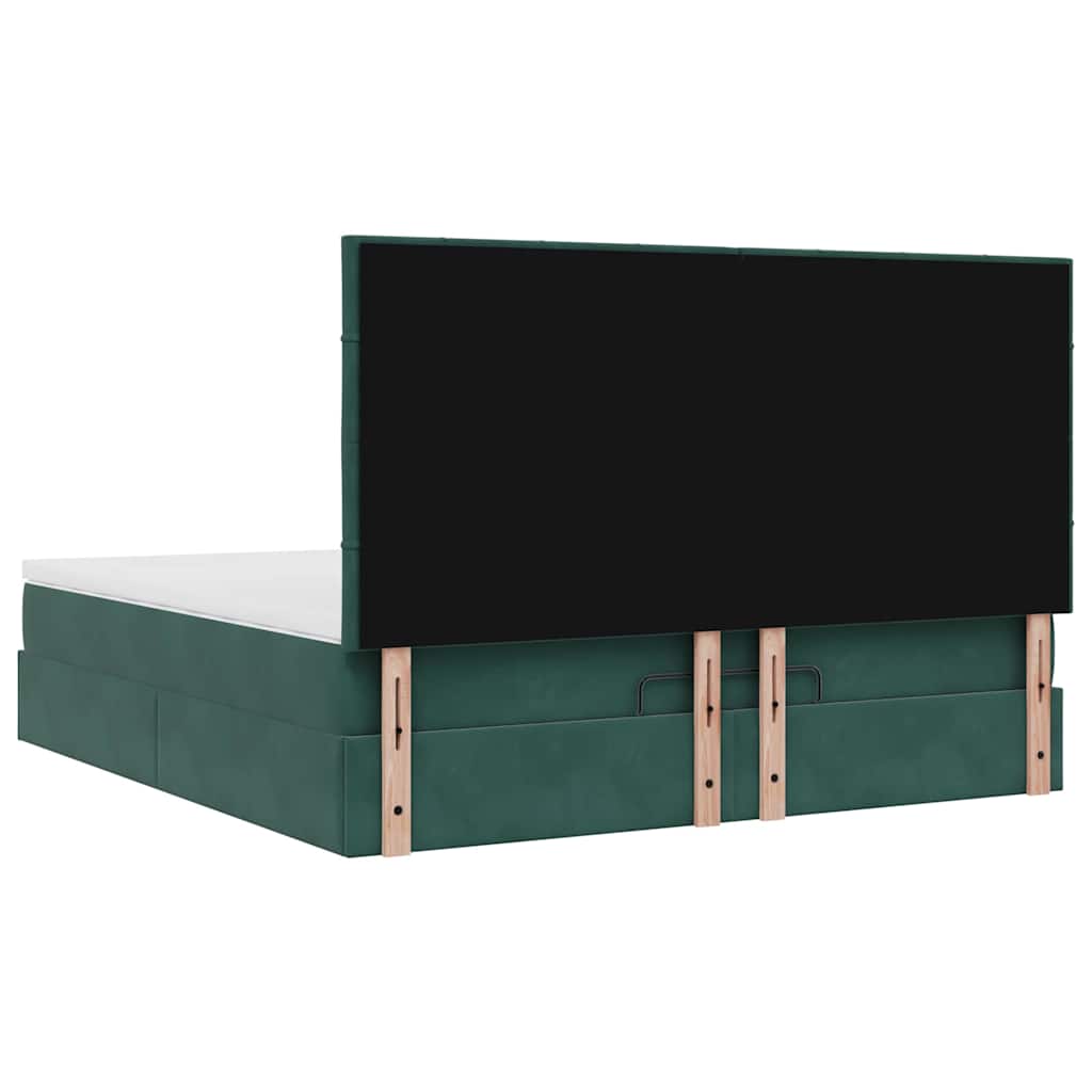 Cadre de lit ottoman avec matelas vert foncé 160x200 cm velours - XIOS