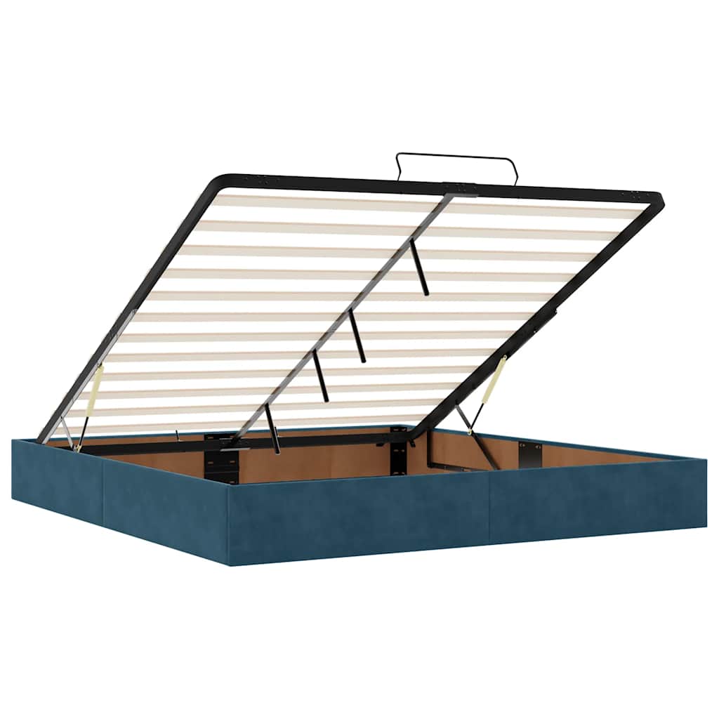 Cadre de lit ottoman avec matelas bleu foncé 160x200 cm velours - XIOS