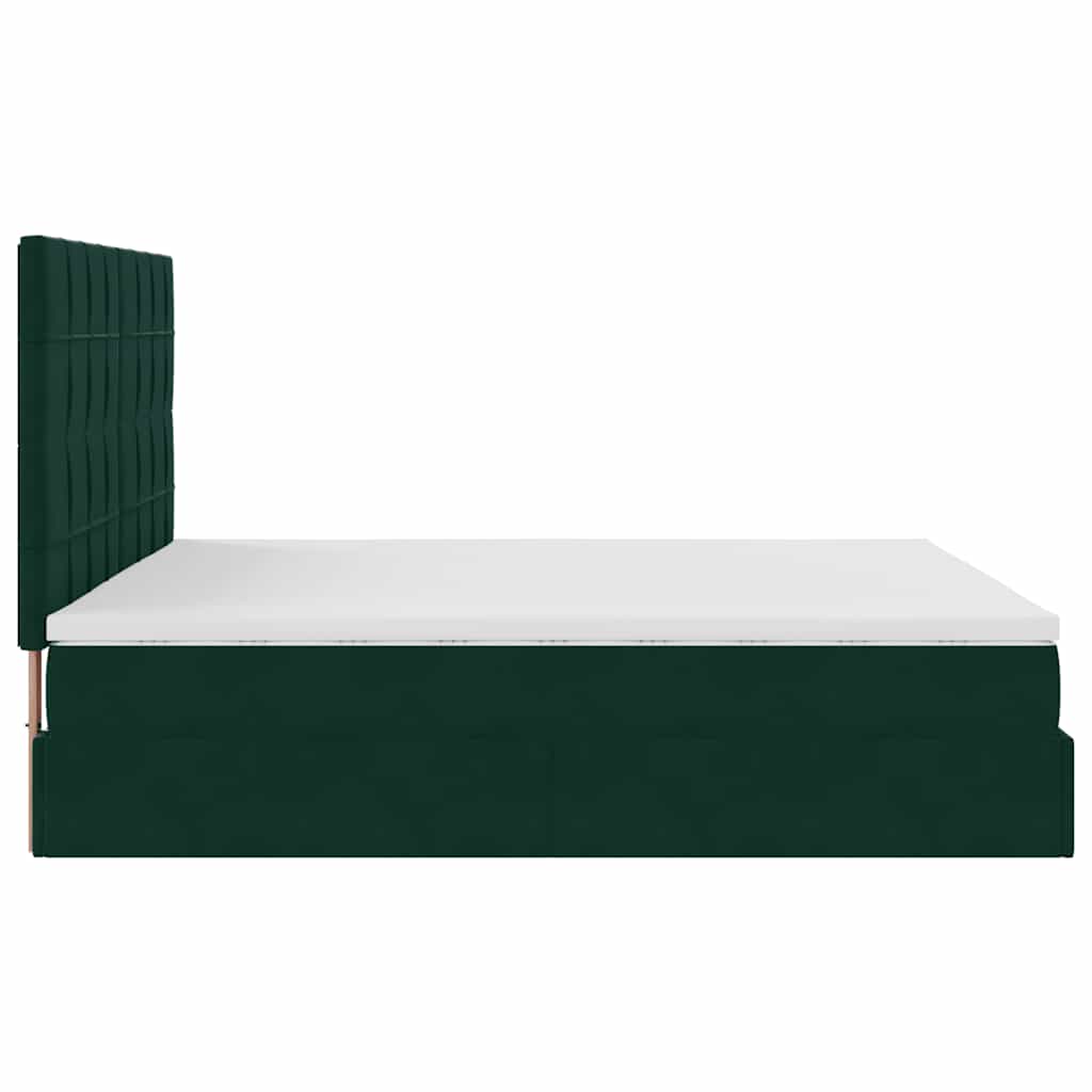Cadre de lit ottoman avec matelas vert foncé 200x200 cm velours - XIOS