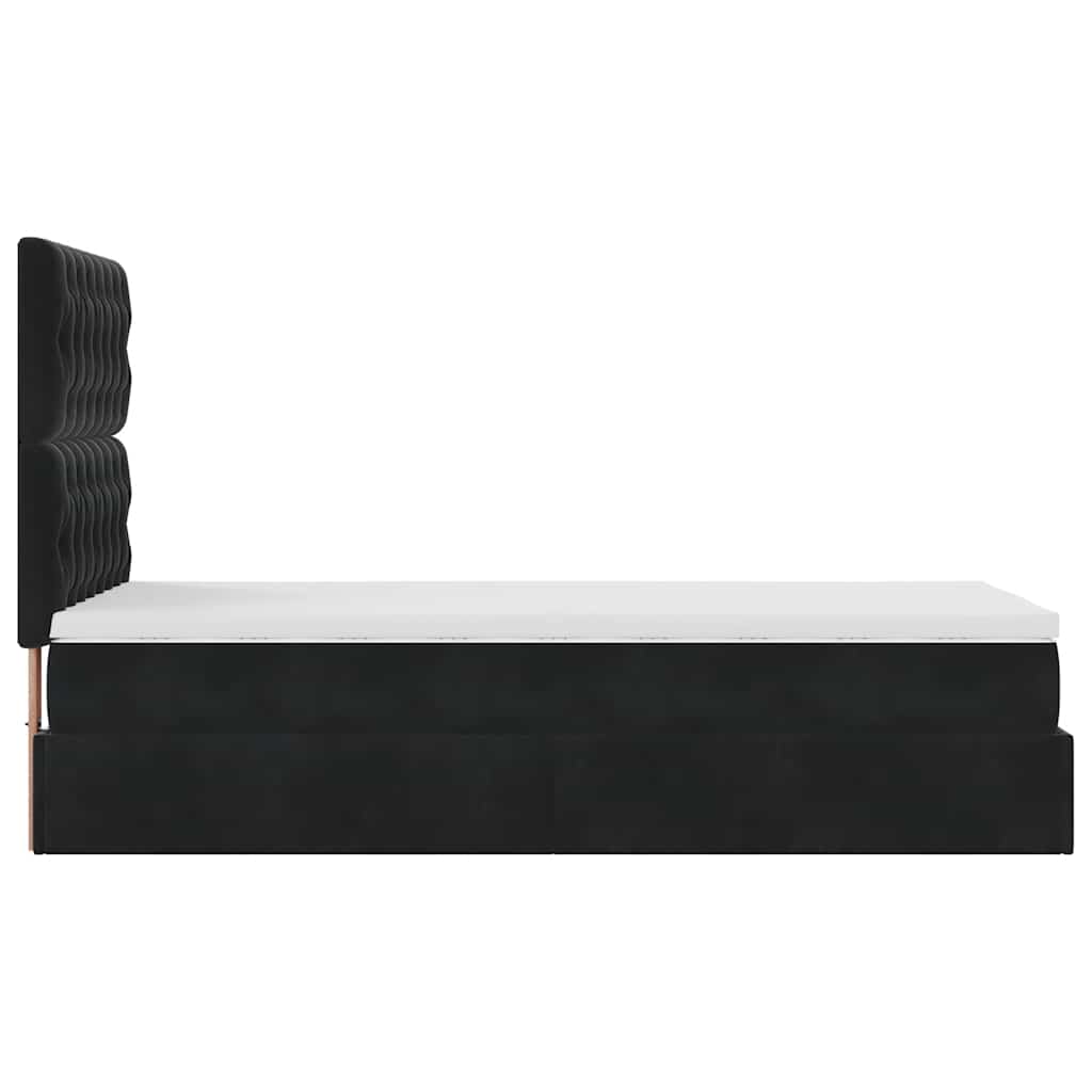 Cadre de lit ottoman avec matelas noir 80x200 cm velours - XIOS
