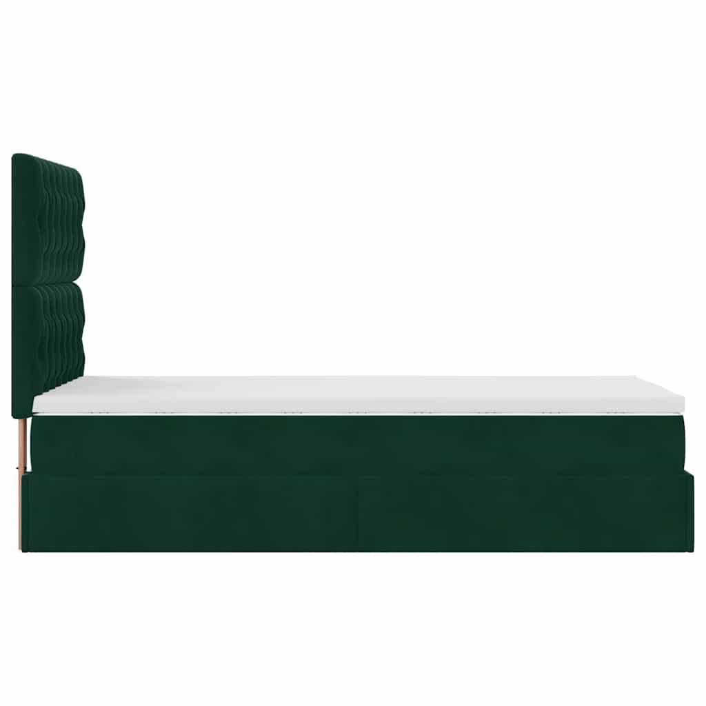 Cadre de lit ottoman avec matelas vert foncé 80x200 cm velours - XIOS