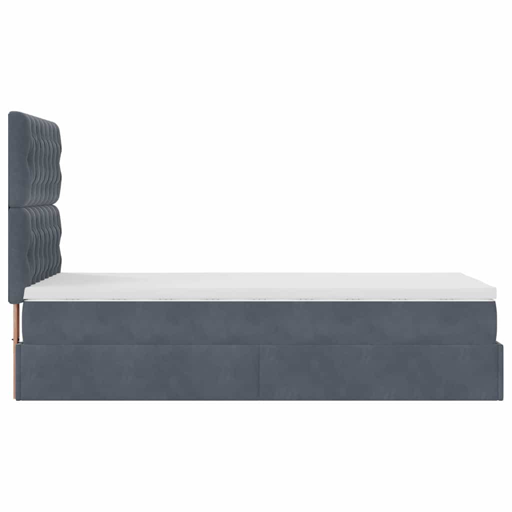 Cadre de lit ottoman avec matelas gris foncé 90x190 cm velours - XIOS