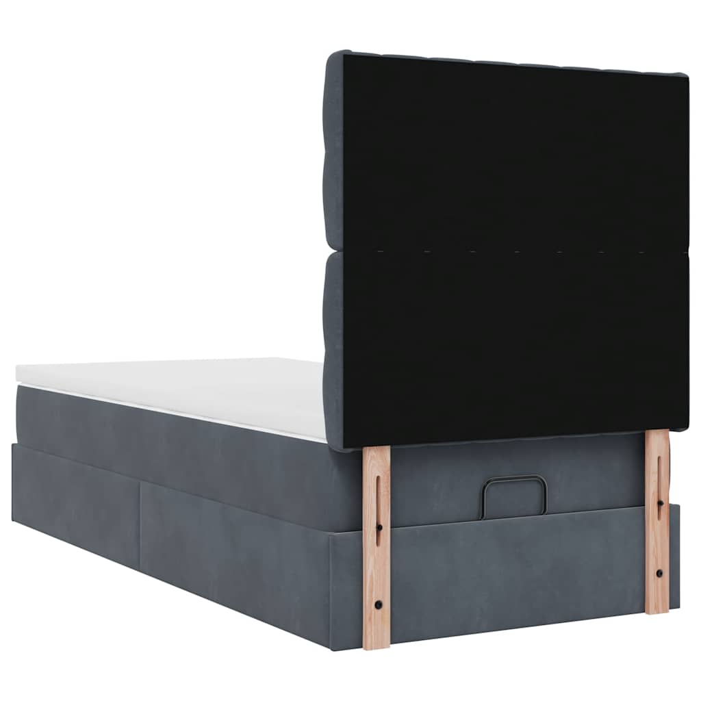 Cadre de lit ottoman avec matelas gris foncé 100x200 cm velours - XIOS