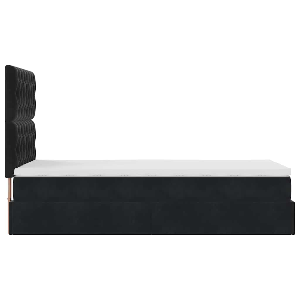 Cadre de lit ottoman avec matelas noir 100x200cm velours - XIOS