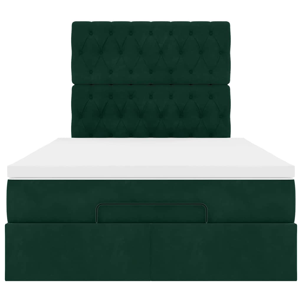Cadre de lit ottoman avec matelas vert foncé 120x190 cm velours - XIOS
