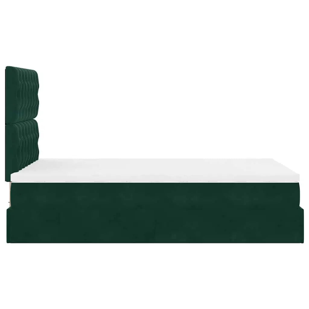 Cadre de lit ottoman avec matelas vert foncé 120x190 cm velours - XIOS