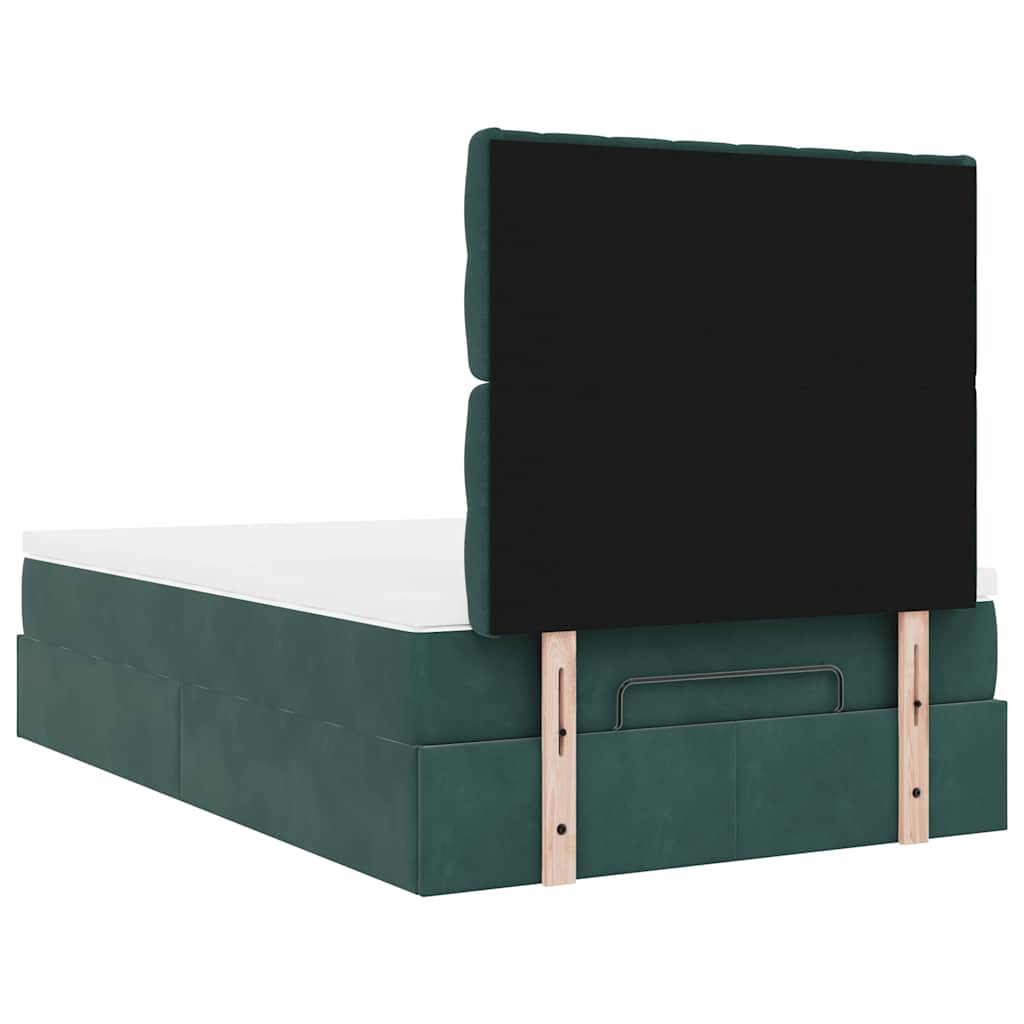 Cadre de lit ottoman avec matelas vert foncé 120x190 cm velours - XIOS