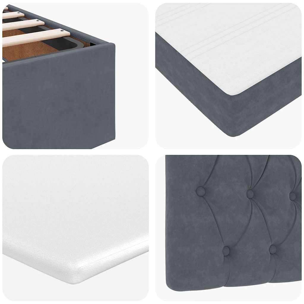 Cadre de lit ottoman et matelas gris foncé 120x200 cm velours
