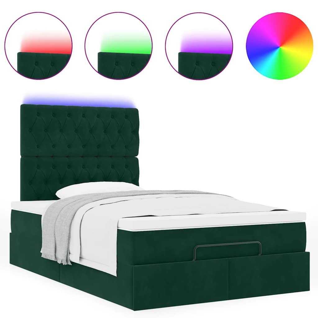 Cadre de lit ottoman avec matelas vert foncé 120x200 cm velours - XIOS