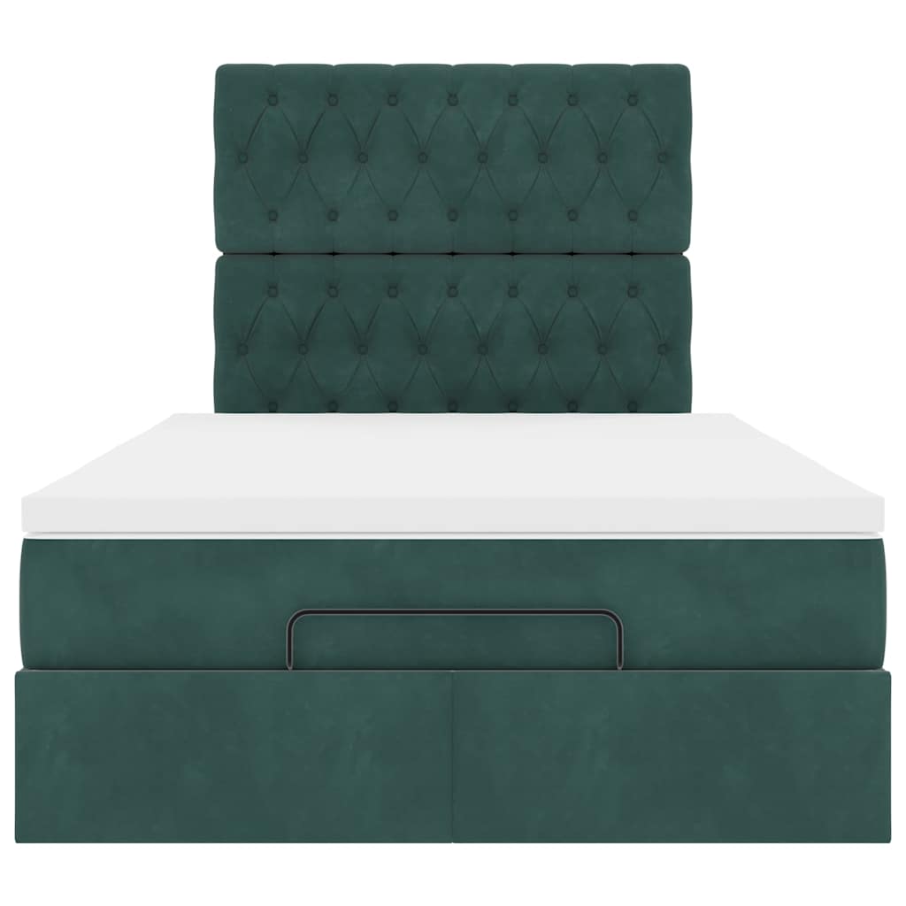 Cadre de lit ottoman avec matelas vert foncé 120x200 cm velours - XIOS