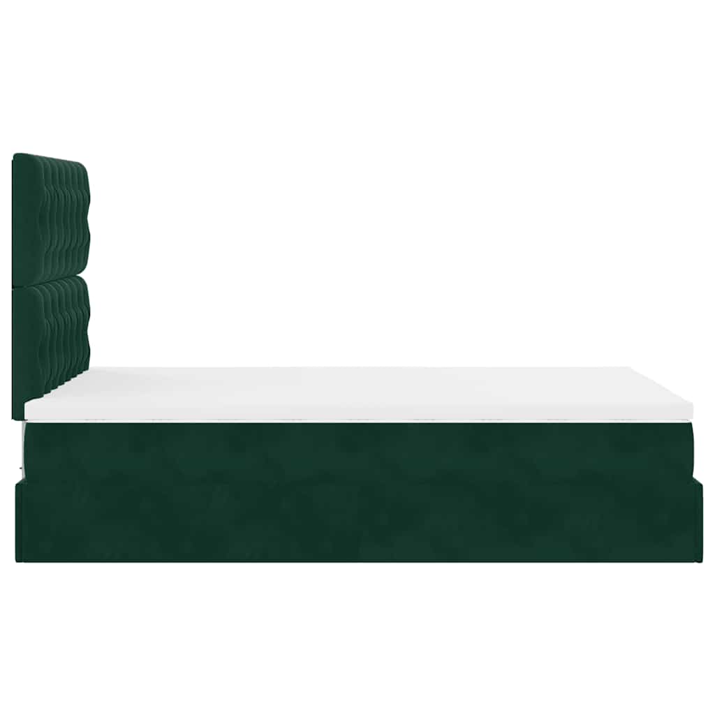 Cadre de lit ottoman avec matelas vert foncé 120x200 cm velours