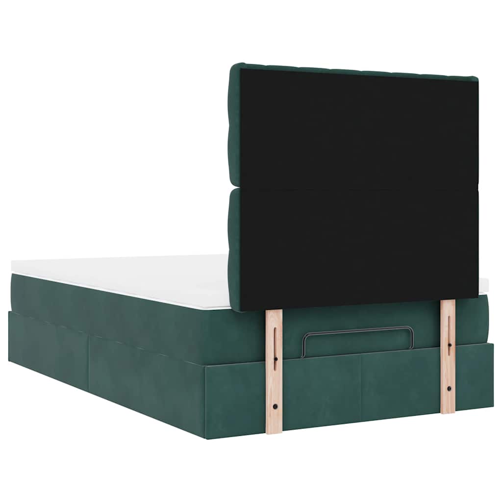 Cadre de lit ottoman avec matelas vert foncé 120x200 cm velours - XIOS